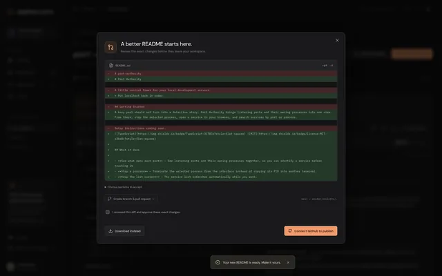 readme roulette — Review every change